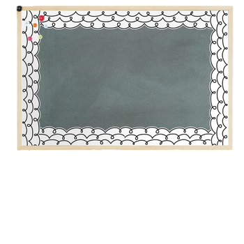 Határon átnyúló folttáblás hirdetőtábla szegélymatrica, fekete vonalas táblára való dekoratív matrica, tantermi tábla, iskolakezdési szezon matrica