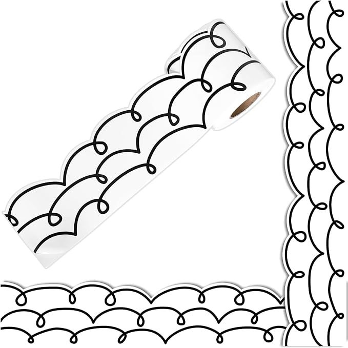 Határon átnyúló folttáblás hirdetőtábla szegélymatrica, fekete vonalas táblára való dekoratív matrica, tantermi tábla, iskolakezdési szezon matrica