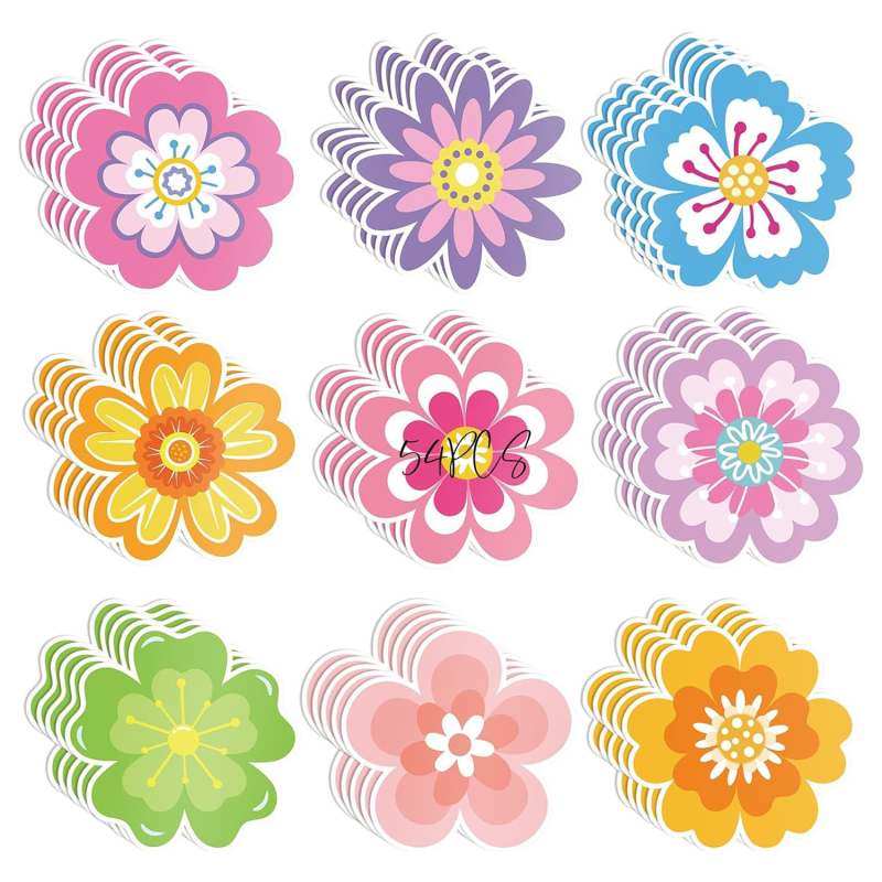 54Pcs flori de primăvară gol dublu imprimat hârtie decorativă de primăvară avizier clasă decor