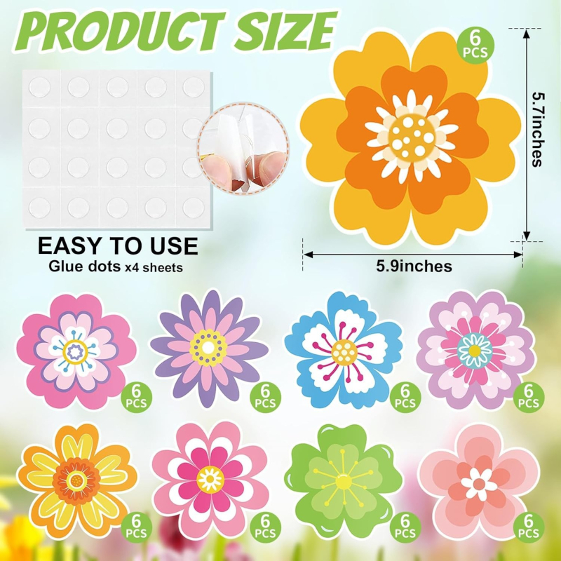 54 tk kevadlille õõnes topelttrükitud paberist dekoratiivne kevadine teadetetahvel klassiruumi kaunistuseks