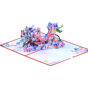 Lilleline liblikas, jalgratta stereo õnnitluskaart, piiriülene romantiline 3D väike värske õnnistuse universaalne käsitsi valmistatud kingituskaart