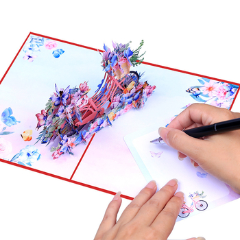 Lilleline liblikas, jalgratta stereo õnnitluskaart, piiriülene romantiline 3D väike värske õnnistuse universaalne käsitsi valmistatud kingituskaart