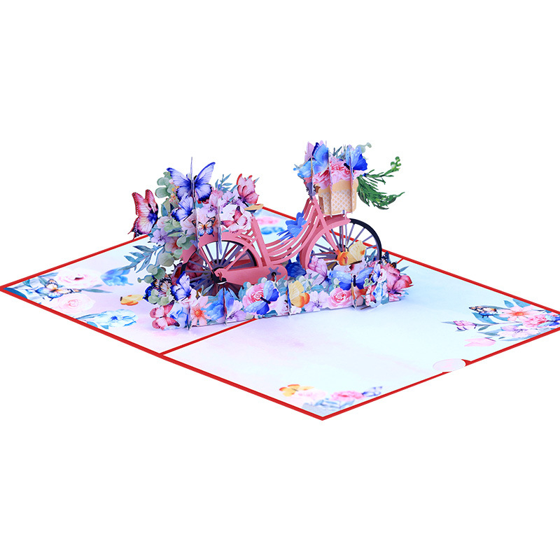 Lilleline liblikas, jalgratta stereo õnnitluskaart, piiriülene romantiline 3D väike värske õnnistuse universaalne käsitsi valmistatud kingituskaart