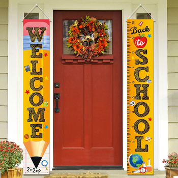 Piiriülene kooliaasta alguse teemaline dekoratiivne taust uksekardin kooliaasta alguse peokaunistus ukse riputamiseks riie taustriie