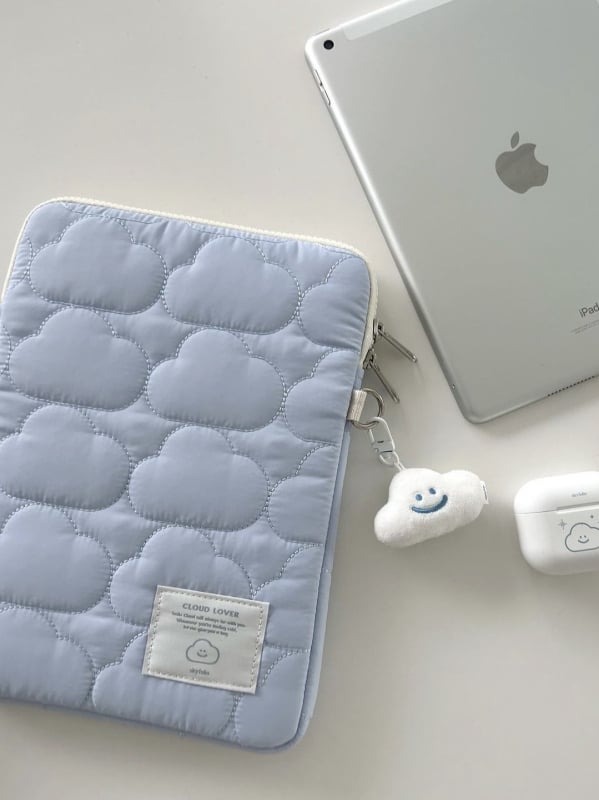 Чанта за iPad, таблет и лаптоп с бродерия от корейски произход, сладка, в облачен дизайн, с 11/13/15 инча, козметична чанта.