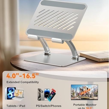 Idock Suport pliabil convenabil din aliaj de aluminiu pentru tabletă, suport pentru desktop pentru jocuri de pui, T84