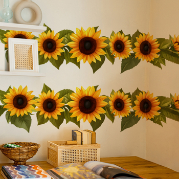 VA-F445 festett napraforgó zöld levél hálószoba nappali veranda dekoráció szépítés falmatricák öntapadós nagykereskedelem külkereskedelem