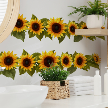 VA-F445 βαμμένο ηλιοτρόπιο πράσινο φύλλο υπνοδωμάτιο σαλόνι βεράντα διακόσμηση καλλωπισμός αυτοκόλλητα τοίχου χονδρικής εξωτερικού εμπορίου