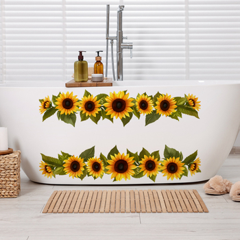 VA-F445 βαμμένο ηλιοτρόπιο πράσινο φύλλο υπνοδωμάτιο σαλόνι βεράντα διακόσμηση καλλωπισμός αυτοκόλλητα τοίχου χονδρικής εξωτερικού εμπορίου