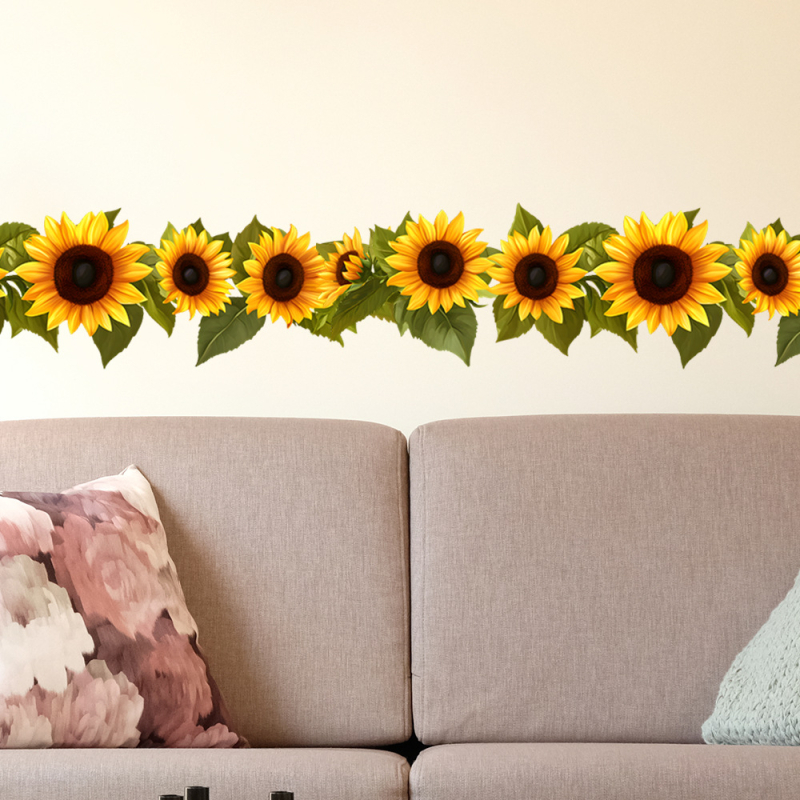 VA-F445 festett napraforgó zöld levél hálószoba nappali veranda dekoráció szépítés falmatricák öntapadós nagykereskedelem külkereskedelem