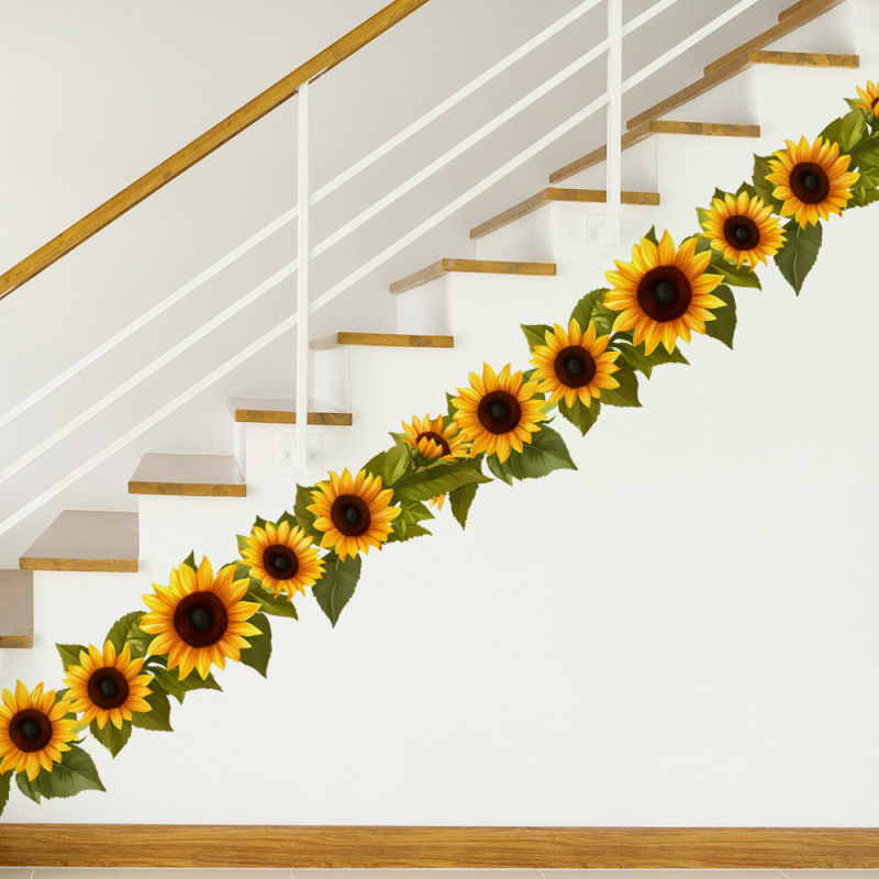 VA-F445 festett napraforgó zöld levél hálószoba nappali veranda dekoráció szépítés falmatricák öntapadós nagykereskedelem külkereskedelem
