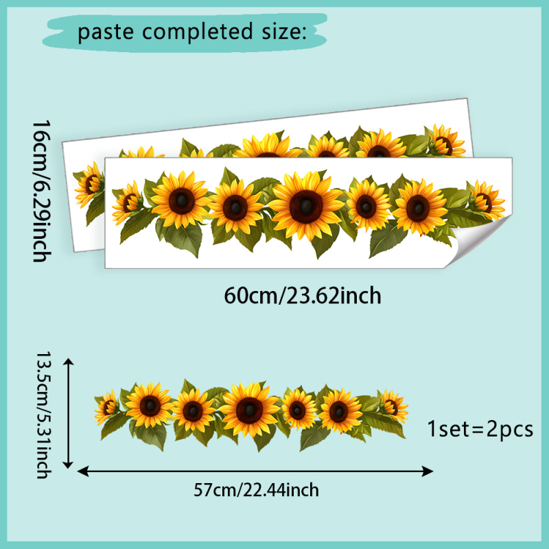 VA-F445 festett napraforgó zöld levél hálószoba nappali veranda dekoráció szépítés falmatricák öntapadós nagykereskedelem külkereskedelem