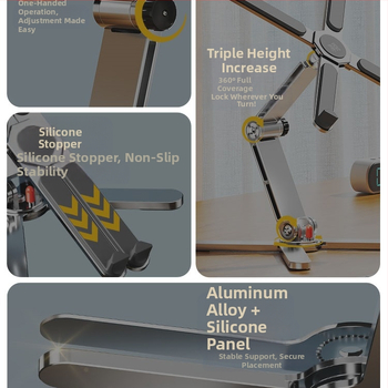 Sülearvuti U8 alus 360° pöörlev lauaarvuti riputatud kronstein jahutav kokkupandav alumiiniumsulamist kaasaskantav