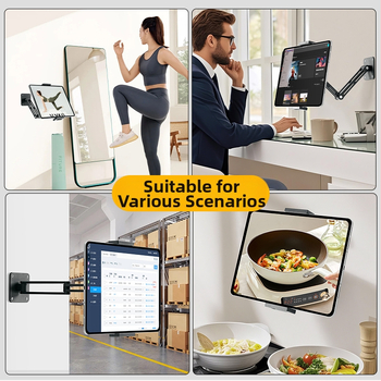 Стенна скоба за мобилен телефон, таблет и таблет с двойно предназначение, алуминиева сплав, стенен монтаж, сгъваема въртяща се конзолна скоба