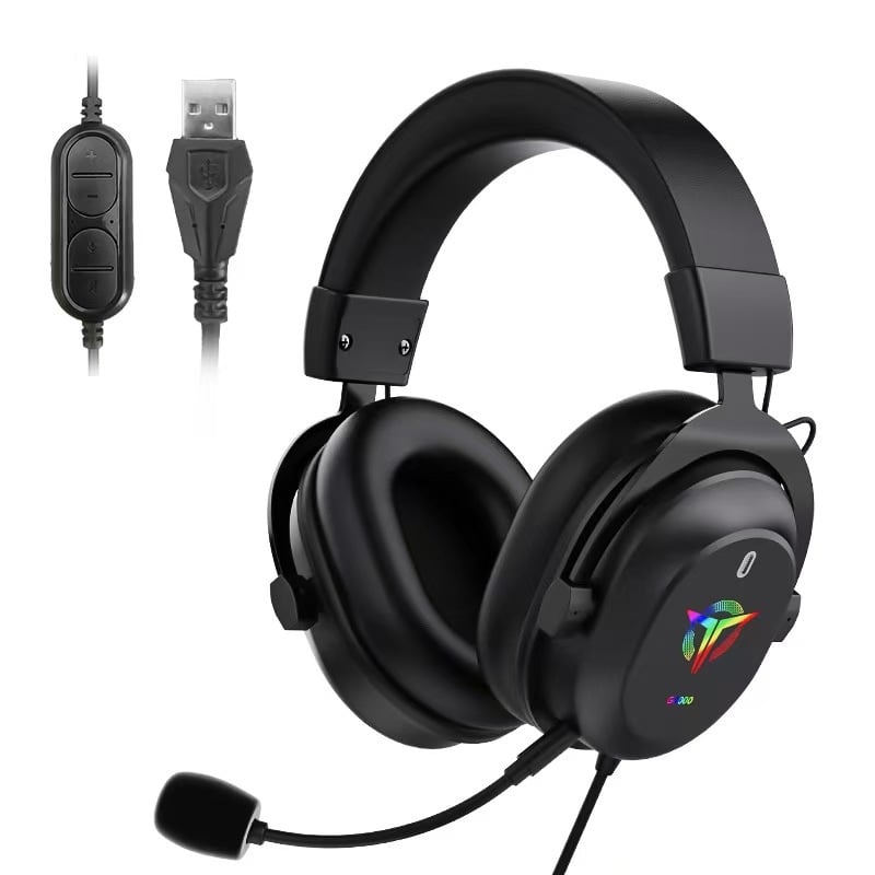Határokon átnyúló új RGB fejre szerelhető játék headset mikrofonnal, vezetékes számítógéppel, hosszú távú viselettel, nem árt a közvetlen gyári értékesítésnek
