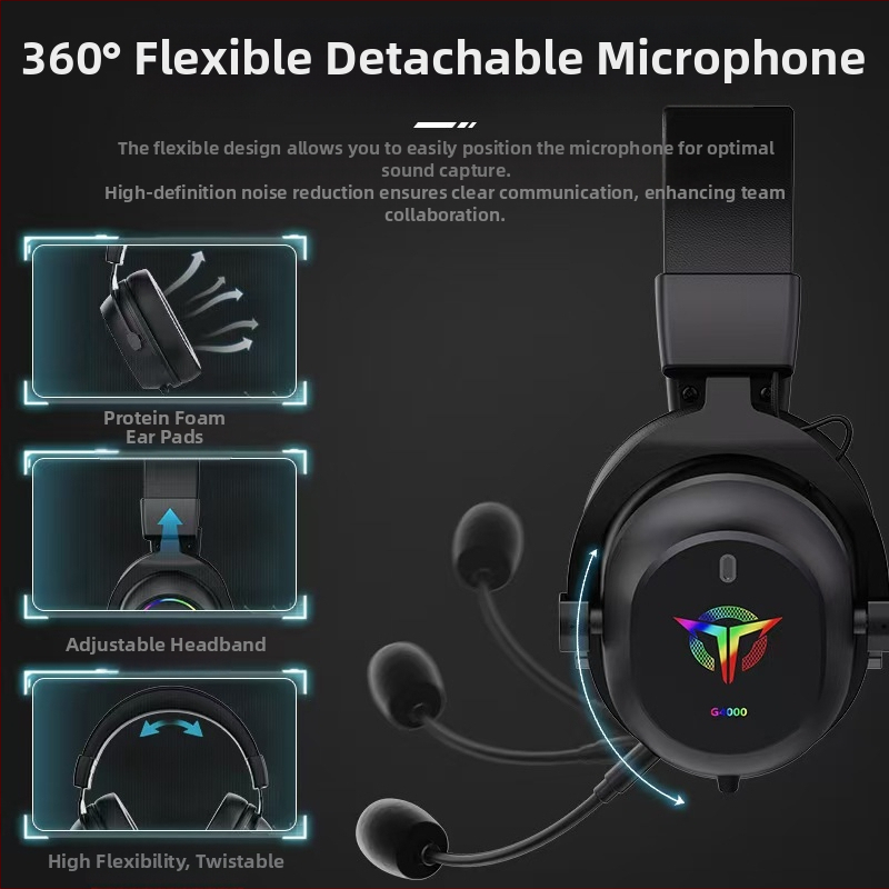 Трансгранични нови RGB слушалки за игра с монтиране на глава и микрофон с кабелен компютър с дългосрочно носене не вреди на директните продажби от фабриката