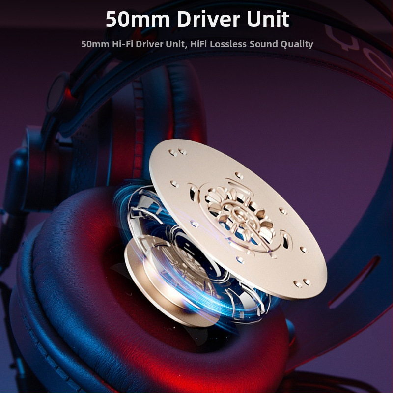 Трансгранични слушалки, професионални рекордери, голяма чанта, кабелни слушалки, 50 мм, монитор без драйвери, компютърна игра, микрофон за електронни спортове