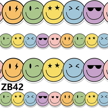 Bohém vidám arc hirdetőtábla szegély pasztell mosoly arc kivágott szegély tekercs tantermi tábla iskolai matricák