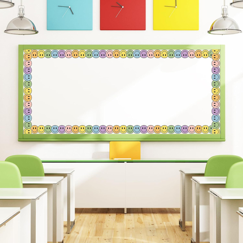 Bohém vidám arc hirdetőtábla szegély pasztell mosoly arc kivágott szegély tekercs tantermi tábla iskolai matricák