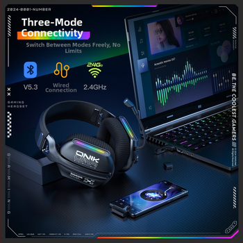 Ακουστικά υπολογιστή Onikuma X12 Ασύρματα ακουστικά Bluetooth με ενσύρματη σύνδεση στο κεφάλι, ακουστικά παιχνιδιών και τοποθέτησης, ακουστικά ηλεκτρονικών σπορ