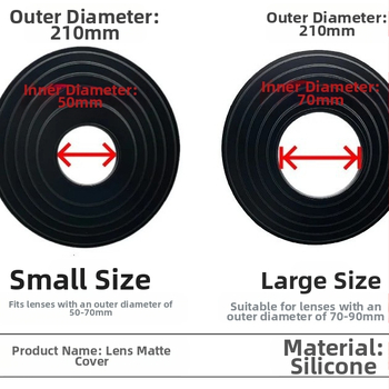 Sobib peegelkaamera objektiivivarjukile, klaasist silikoonkatetele, 50–70 mm ja 70–90 mm