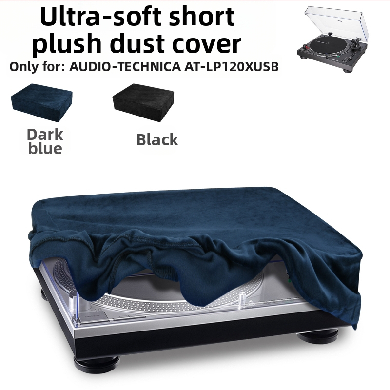 Sobib Iron Triangle AT-LP120XUSB plaadimängijale, lühike, pehmest riidest tolmukate, must liimiga plaadimängija kaitseümbris