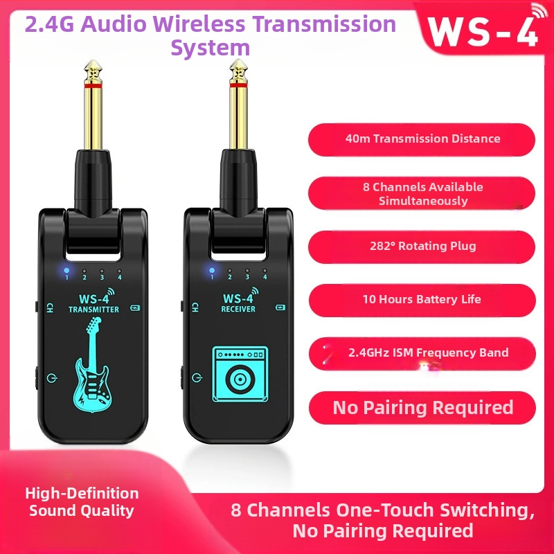 Трансграничните производители на пикапи предлагат захранване за ефектор за безжичен приемо-предавател за китара A 8 канала 2.4G
