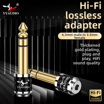 YYAUDIO anglies pluošto paauksuotas 6,35 mm revoliucinis 3,5 mm kištukas-adapteris, didelis trijų branduolių į mažas trijų branduolių adapteris