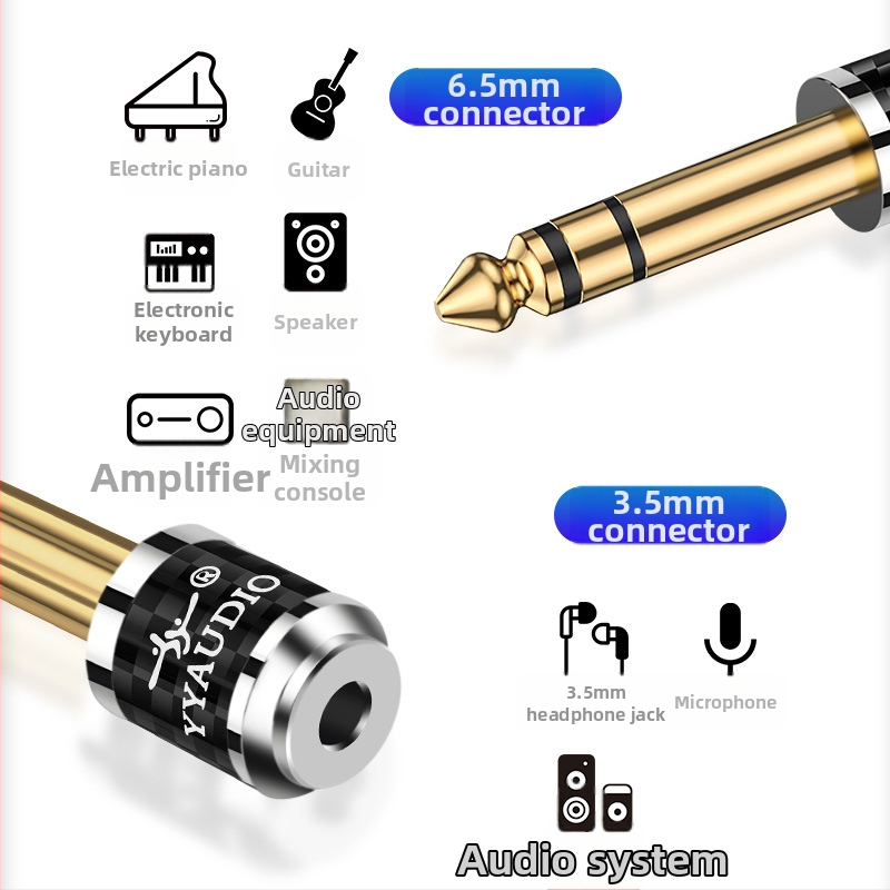 YYAUDIO anglies pluošto paauksuotas 6,35 mm revoliucinis 3,5 mm kištukas-adapteris, didelis trijų branduolių į mažas trijų branduolių adapteris