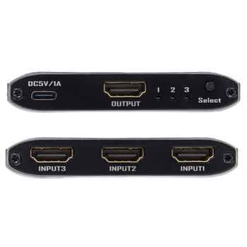 2025. aasta uus toode HDMI2.1 3X1 lülitiga alumiiniumisulamist üliõhuke mudel Ir 8K@60Hz-ga