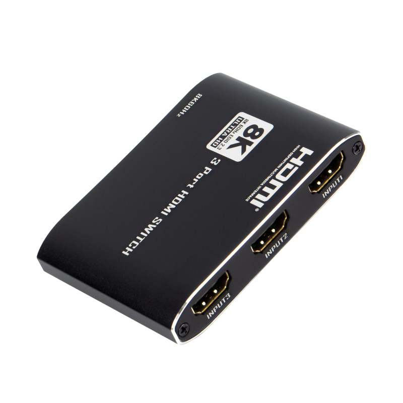 2025. aasta uus toode HDMI2.1 3X1 lülitiga alumiiniumisulamist üliõhuke mudel Ir 8K@60Hz-ga