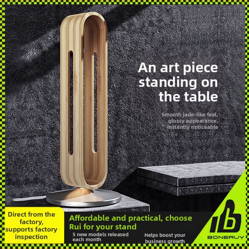 Suport pentru căști Boneruy, suport pentru căști din aliaj de aluminiu pentru desktop, bambus, silicon, depozitare artă, suport pentru căști pentru jocuri