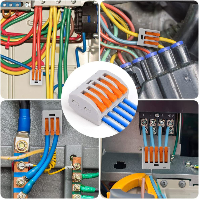 34 броя кабелни конектори за бързо свързване, мини кутия с 1 вход и изход