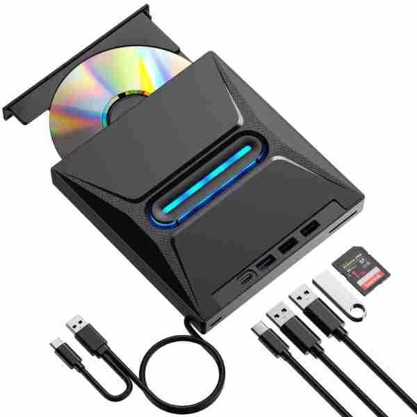 Pārrobežu vairumtirdzniecības USB/C tipa mobilais DVD rakstītājs SD/TF karte piecu funkciju daudzfunkcionāls ārējais optiskais diskdzinis