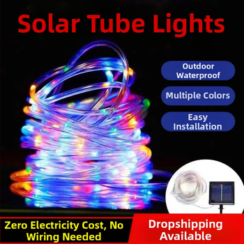 Saulės vamzdinių šviesų styga LED spalvinga šviesa Vandeniui atspari spalvinga odinė styginė šviesa Kiemo atmosferos šviesa Dekoratyvinė lauko styginė šviesa