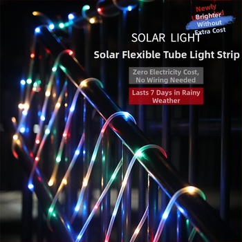 Saulės vamzdinių šviesų styga LED spalvinga šviesa Vandeniui atspari spalvinga odinė styginė šviesa Kiemo atmosferos šviesa Dekoratyvinė lauko styginė šviesa