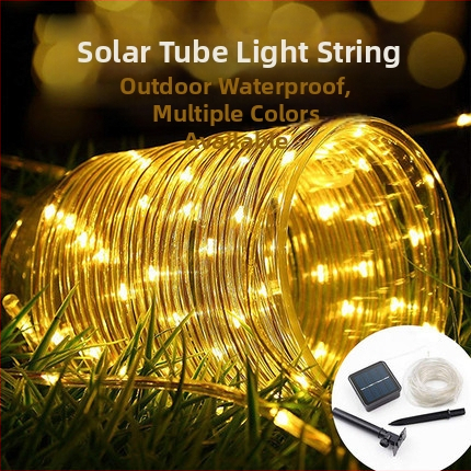 Соларна тръбна светлина, светодиодна цветна светлина, водоустойчива цветна кожена нишка, светлина за двор, декоративна външна нишка