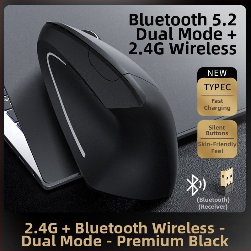 „Spot Wholesale“ ergonomiška įkrovimo belaidė vertikali pelė, kūrybinga vertikali kairės ir dešinės rankos rankena, 2,4 g pelė