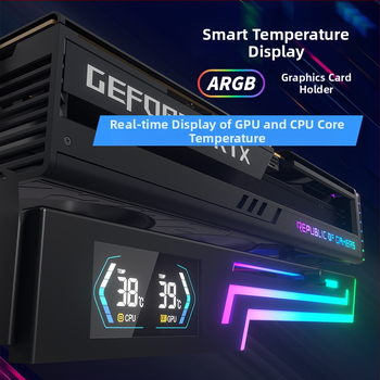 Graafikakaardi horisontaalne kinnitusklamber Argb Divine Light Synchronization Intelligent Temperature Display Desktop 4090 graafikakaardi kronsteini fikseeritud tugivarras
