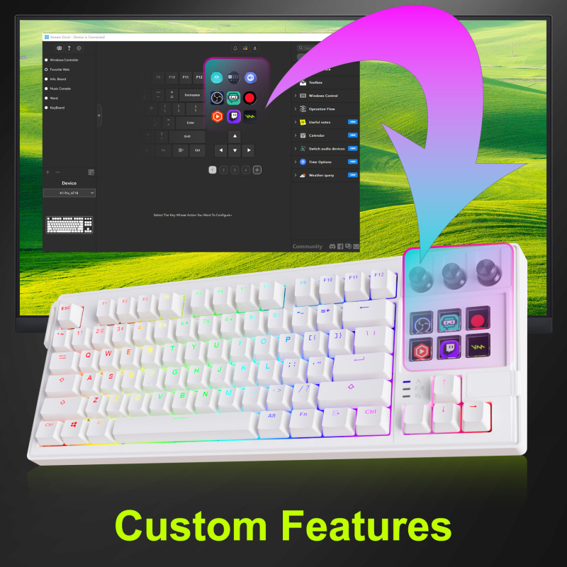 2025 m. nauja tarpvalstybinė mechaninė klaviatūra RGB foninio apšvietimo laidinė raudonos ašies mechaninė klaviatūra LCD AI klaviatūra