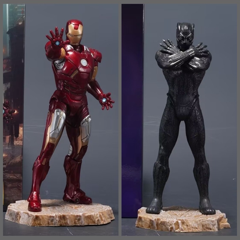 Avengers Wave Iron Man Mk7 Black Panther Standing Gk Statue Model Ornament Boxed Figure