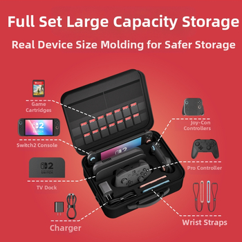 Sobib Switch2 kosmeetikakotile, multifunktsionaalsele mängukontrolleri kaitsekotile, Nintendo mängukonsooli kõva kestaga õlakottile