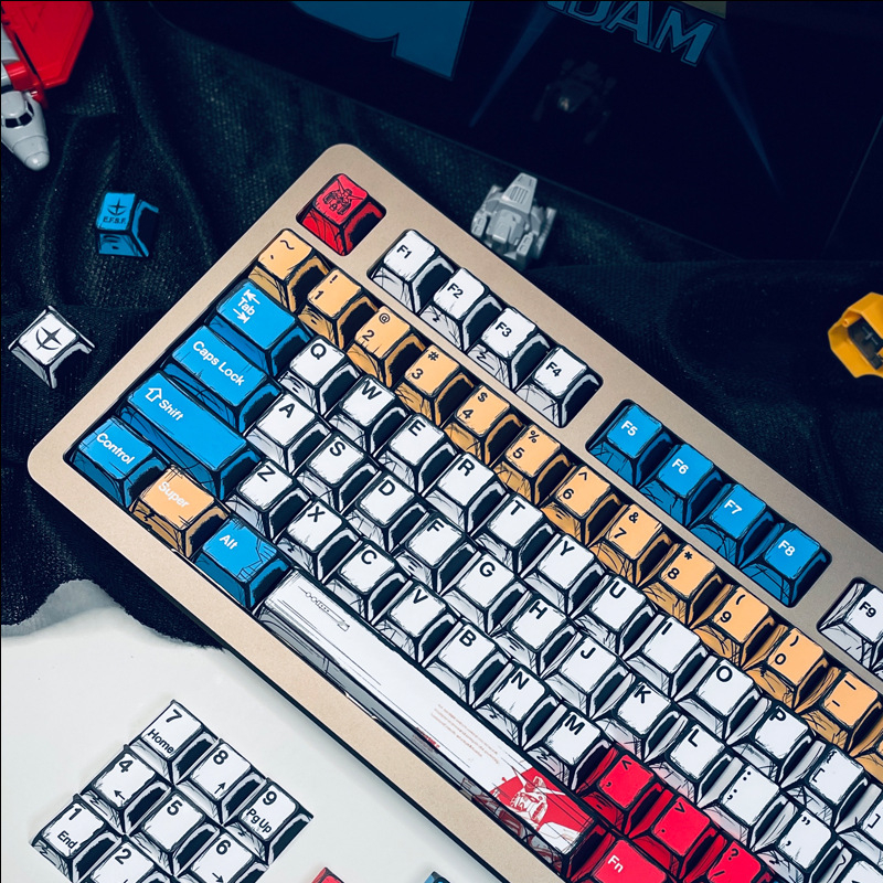 Gundam Comic Hundred Mixed Lamp Key Cap Original High 136 Key Full Set Classic Simple Mehaaniline klaviatuuri klahvikork Key Meow