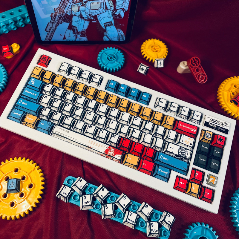 Gundam Comic Hundred Mixed Lamp Key Cap Original High 136 Key Full Set Classic Simple Mehaaniline klaviatuuri klahvikork Key Meow