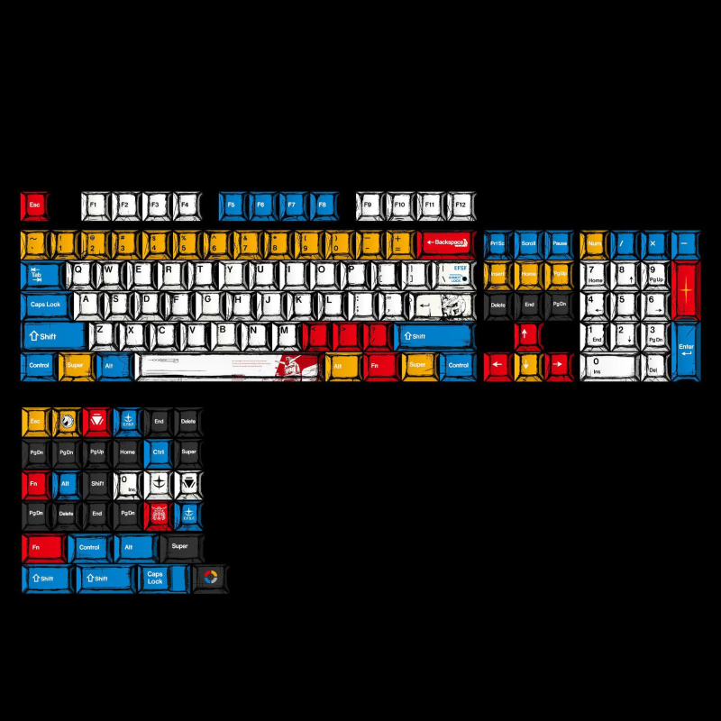 Gundam Comic Hundred Mixed Lamp Key Cap Original High 136 Key Full Set Classic Simple Mehaaniline klaviatuuri klahvikork Key Meow