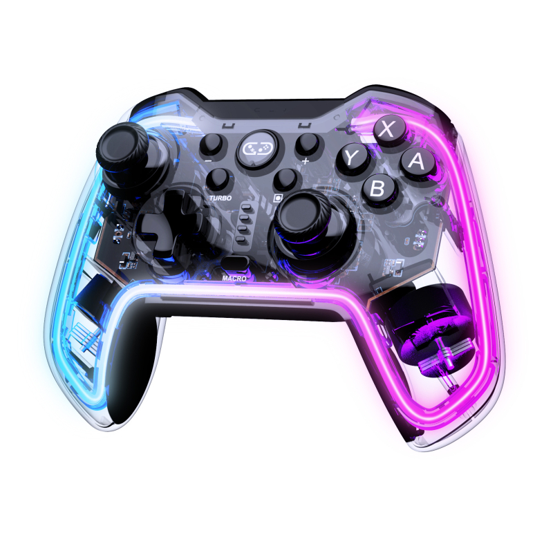 Gamepad Switch neon RGB colorat luminos Switch Pro Wireless Gamepad cu 6 axe Body Sense