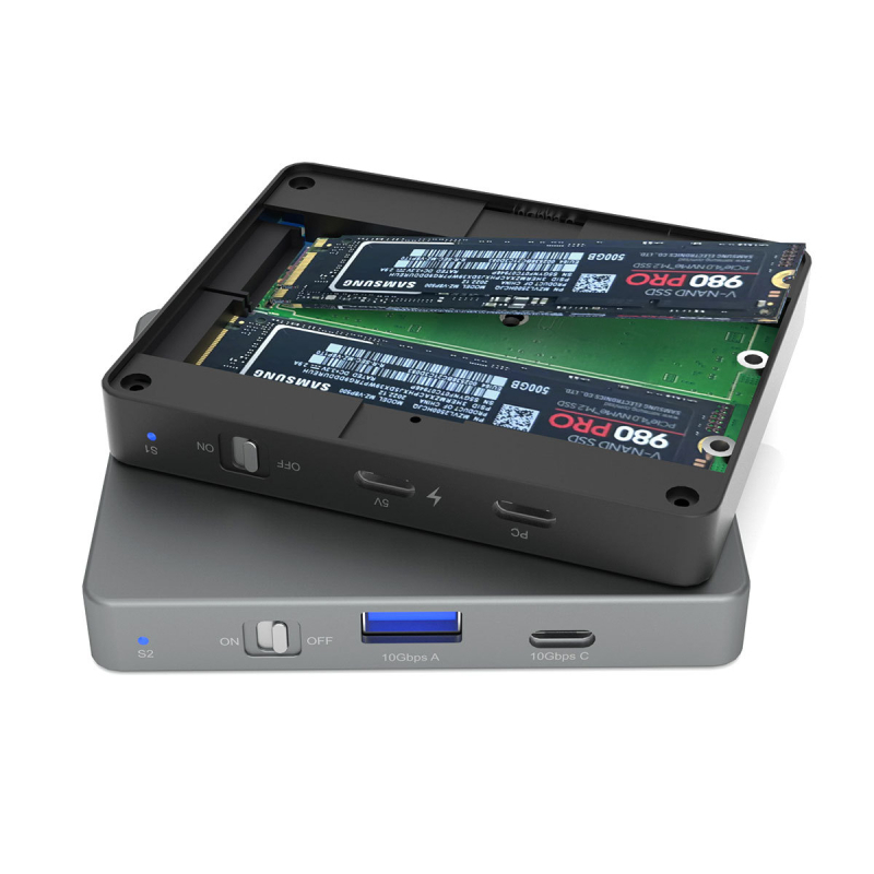 Jauns divu disku M.2 cietvielu nvme cietais disks mobilais cietais disks kaste ar M.2 uz USB/Typec ārējo cieto disku kaste