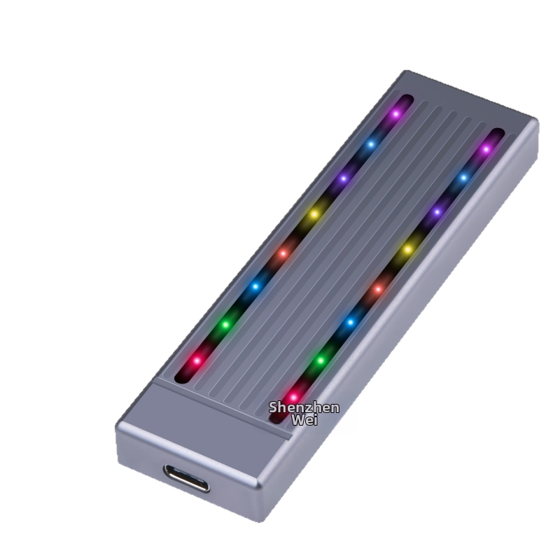 Кутия за твърд диск M.2 SSD, Nvme, NGff, с двоен протокол, RGB, хладно осветление