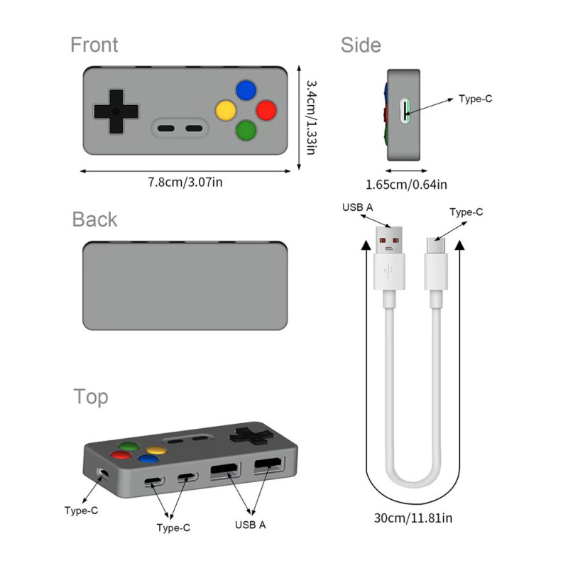 Креативен и персонализиран хъб за анимационна игра с форма на четири в едно, многопортово разширение, мишка, клавиатура, U диск, конвертор