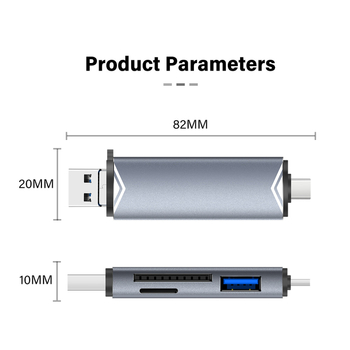 Uus multifunktsionaalne 6-ühes kaardilugeja TF/SD/U-ketta/tüüp-c OTG universaalne laienduskaardilugeja kiireks kaardilugejaks